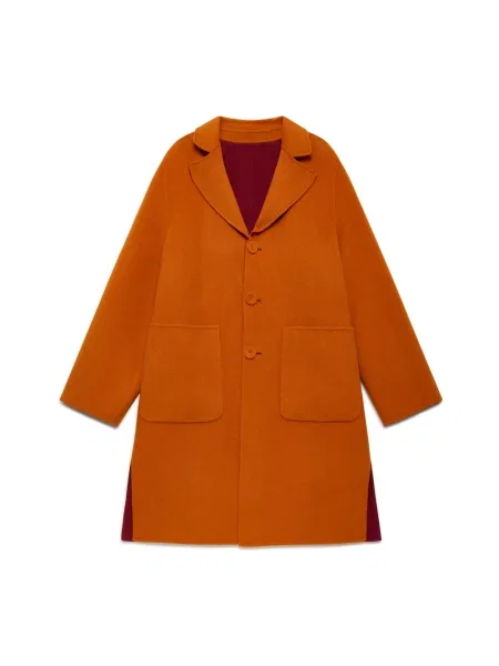 Płaszcz Maliparmi wełniany dwurzędowy pomarańczowy