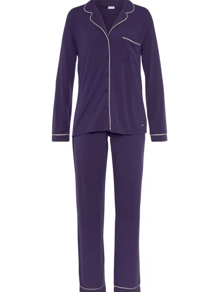 LASCANA Pijama crem / mov închis