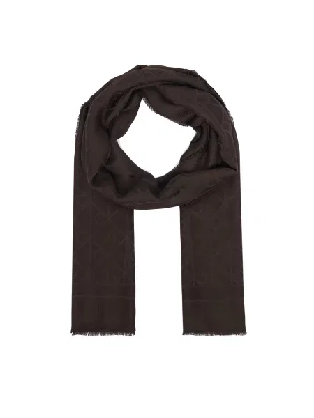 Πασμίνα Calvin Klein Emblem Aop Glossy Tonal Scarf Σκούρο καφέ
