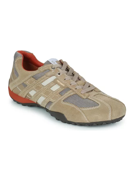 GEOX Niske tenisice Uomo Snake devine dlake camel / taupe siva bijela