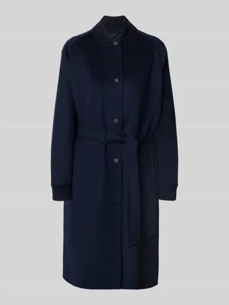 Płaszcz pikowany o kroju regular fit z czystej żywej wełny model ABBONO' Weekend Max Mara granatowy