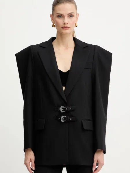 Піджак з додаванням вовни Versace Jeans Couture однобортний однотонний чорний