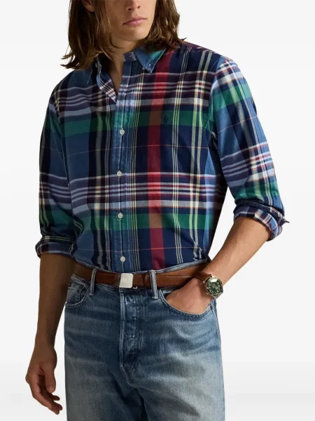 Krátký kostkovaná kšiltovka Polo Ralph Lauren s potiskem zelená