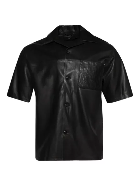 Kožna košulja Amiri s vezom crna