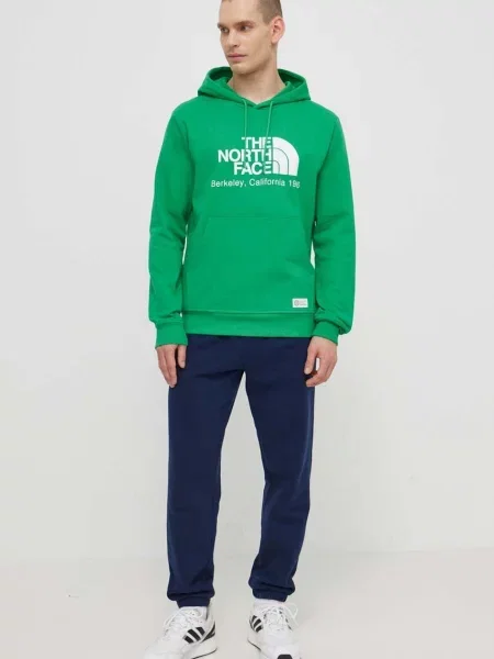 Bombažen pulover The North Face M Berkeley California Hoodie s kapuco zelena