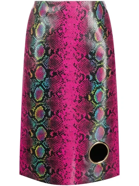 Spódnica skórzana Versace z nadrukiem różowa
