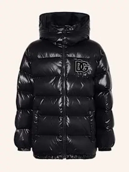 Dolce & Gabbana Kurtka Puchowa Z Odpinanym Kapturem schwarz czarna