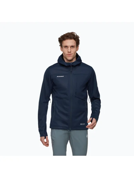 Pánska softshellová bunda Mammut Ultimate VIII Softshell Hooded navy tmavo modrá