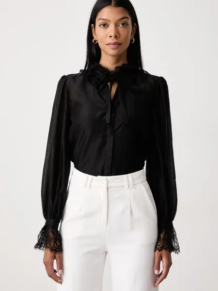 Twinset cămașă pentru femei cu lyocell negru