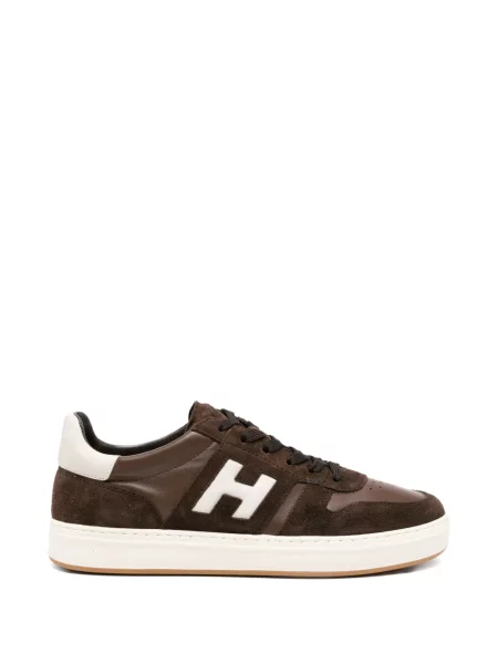 Sneakerși Hogan din piele de căprioară cu autograf maro