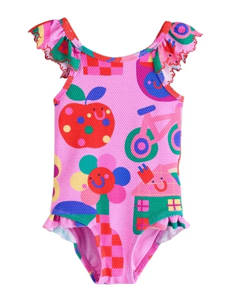 Next Costum de baie întreg albastru / verde / roz roșu