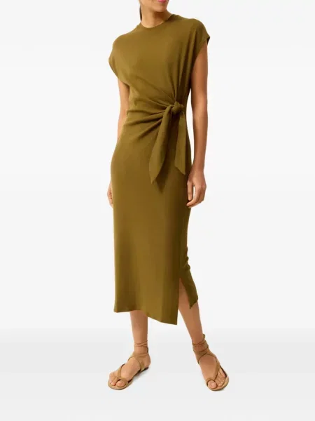 Rochie midi Marie Oliver cu legături verde