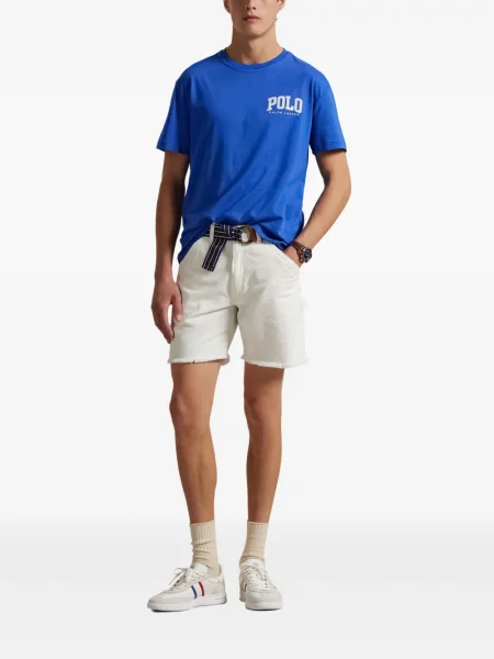 Pletene sportske kratke hlače Polo Ralph Lauren s printom bijela