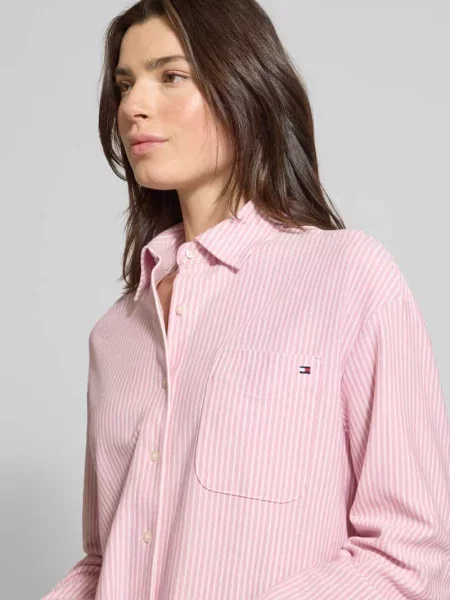 Bluzka o kroju oversized z mieszanki bawełny Tommy Hilfiger różowa
