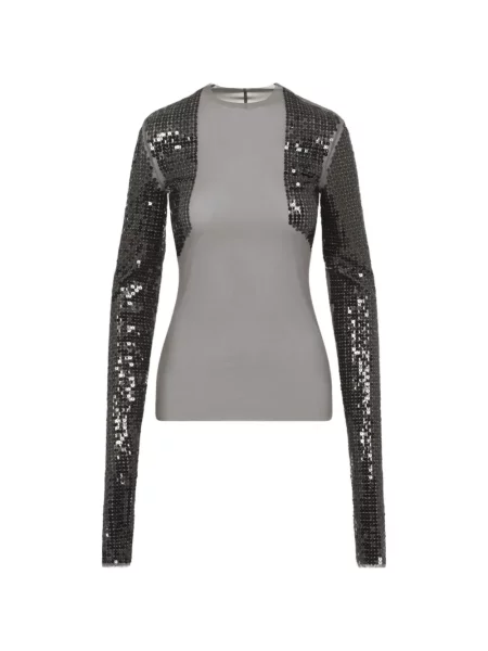 Tricou Rick Owens cu paiete gri
