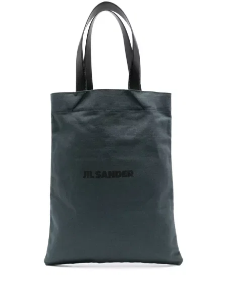 Platno shopper torbica Jil Sander s printom zelena