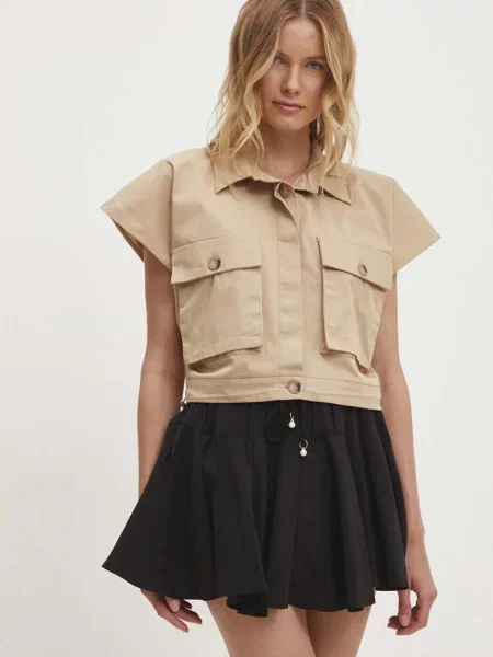 Елек Answear Lab с едно копче бежово