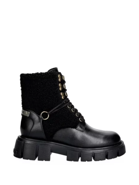 Botine Love Moschino cu șireturi din dantelă negru