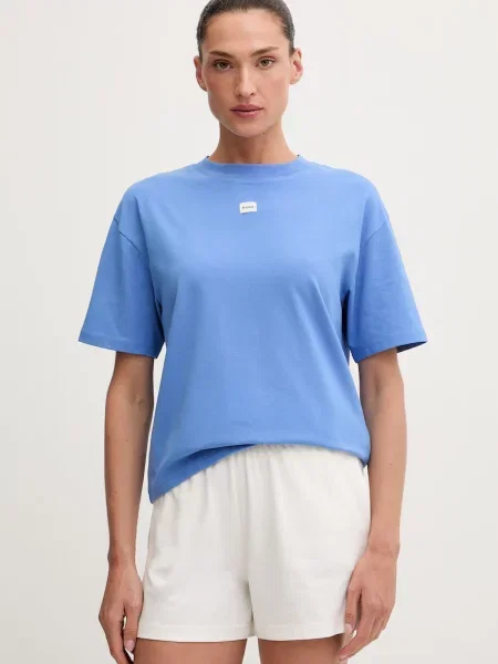 HUGO t-shirt oversize γυναικείο με μοντάλ SIGNATURE_TSHIRT μπλε