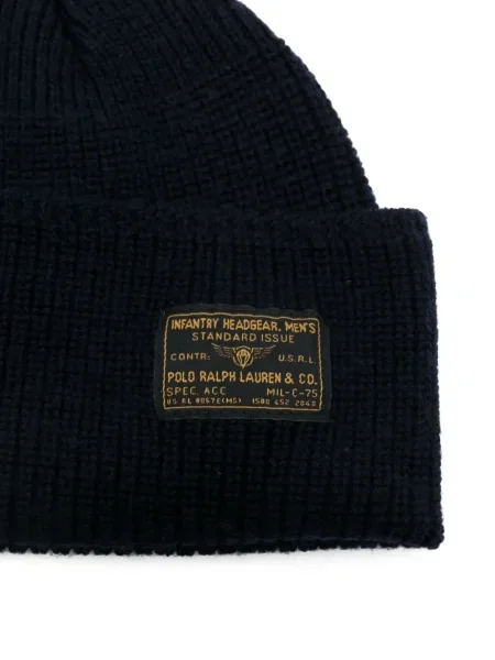 Вълнена карирана шапка Polo Ralph Lauren закърпени черно