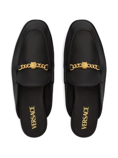 Papuci tip mules Versace din piele negru
