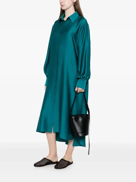 Rochie tip cămașă Silkylicious verde