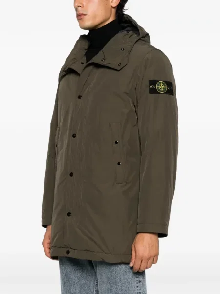 Geacă Stone Island cu glugă cu strasuri verde