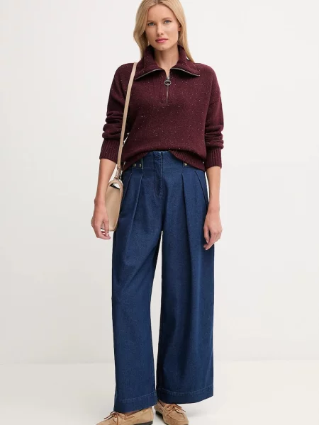 Светр з вовною Barbour півгольф бордовий