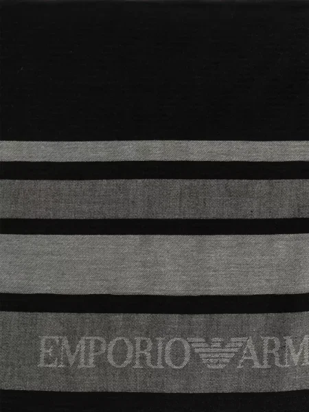 Ριγέ κασκόλ Emporio Armani με κρόσσια από μοντάλ μαύρο