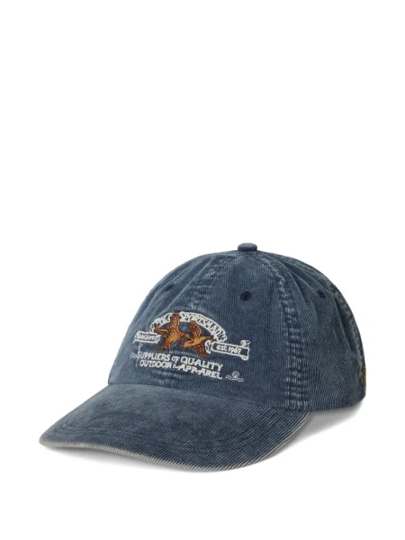 Șapcă Polo Ralph Lauren cu decolteu în V cu autograf în carouri albastru