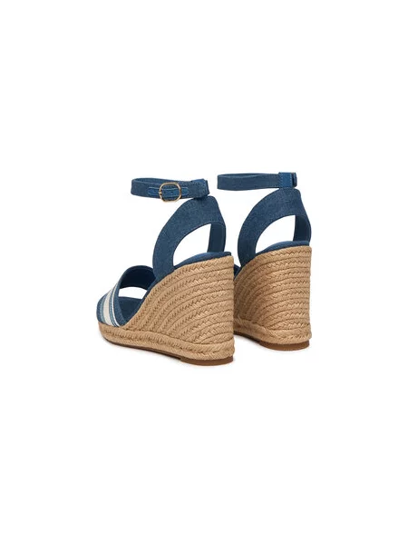 Espadrilky Tommy Hilfiger High Wedge Espad Webbing modrá