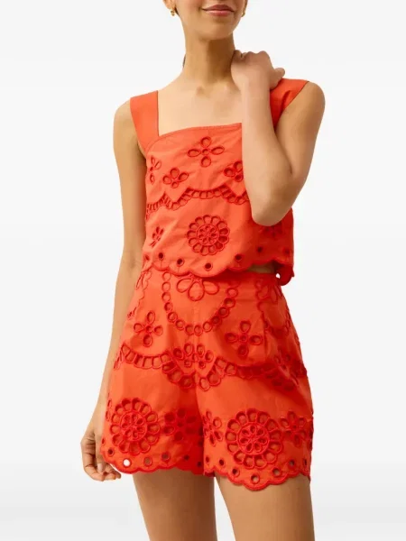 Top Marie Oliver cu broderie portocaliu