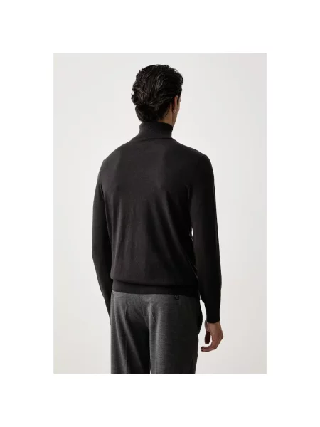 Sweter z golfem Armani Exchange wełniany szary