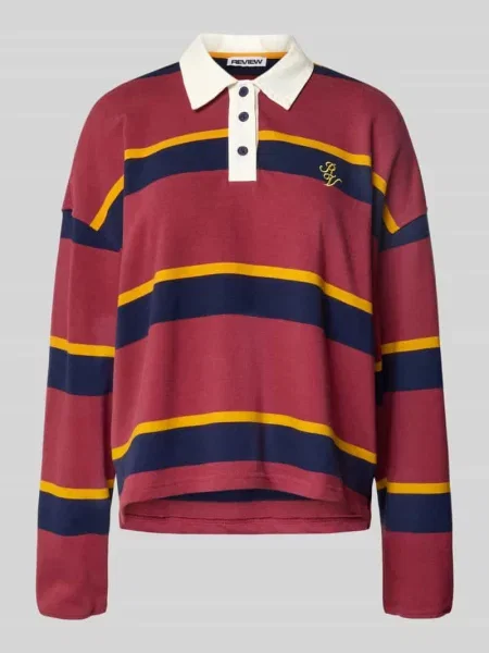 Bluza o kroju oversized z kołnierzykiem polo Review bordowa