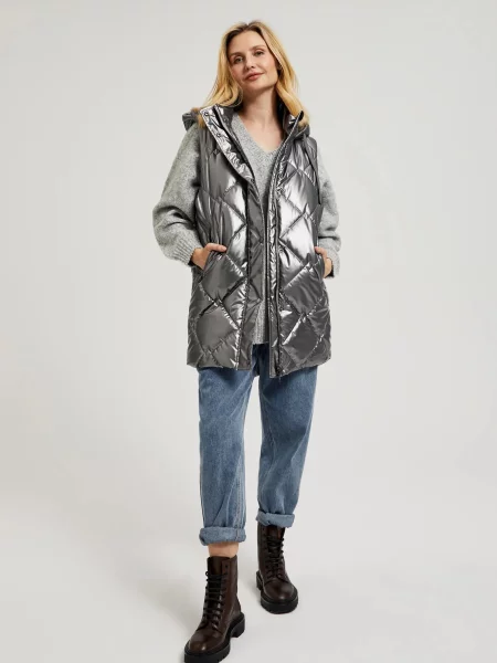 Vestă Moodo cu glugă alb