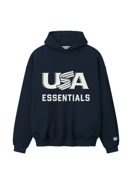 Hanorac cu glugă Fear Of God Essentials cu imagine albastru
