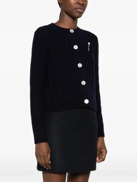 Cardigan Shushu/tong tricotate cu autograf albastru