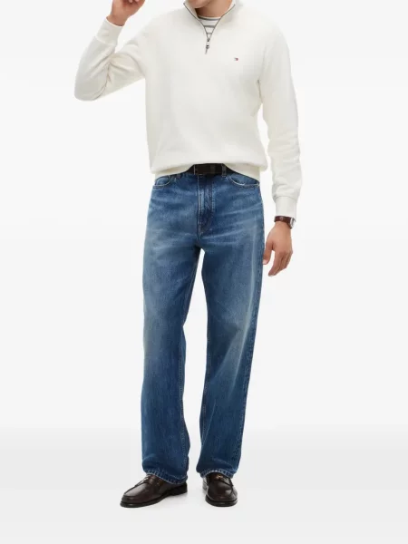 Суичър с цип Tommy Hilfiger бродиран бяло