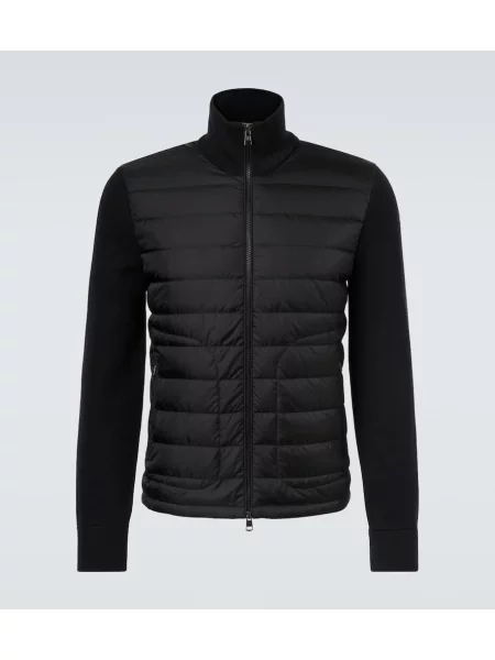 Vlněná péřová bunda Moncler černá