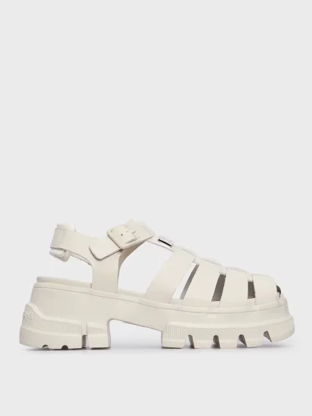 Шкіряні босоніжки Tommy Jeans білі