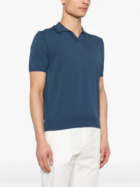 Tricou Canali cu decolteu în V albastru