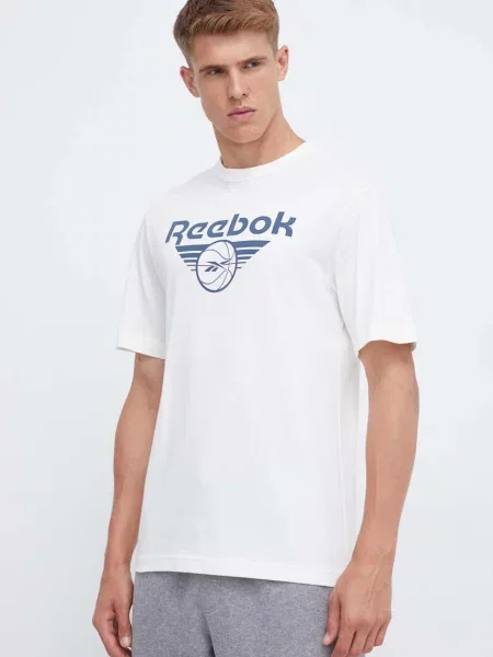 Тениска Reebok Classic Basketball бежово с принт бяло