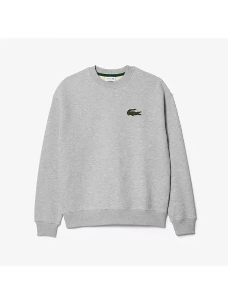 Lacoste Bluza Unisex Z Okrągłym Dekoltem Loose Fit szara