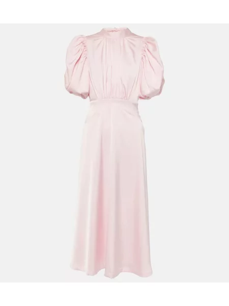 Rochie midi Rotate din satin până la genunchi de costum roz