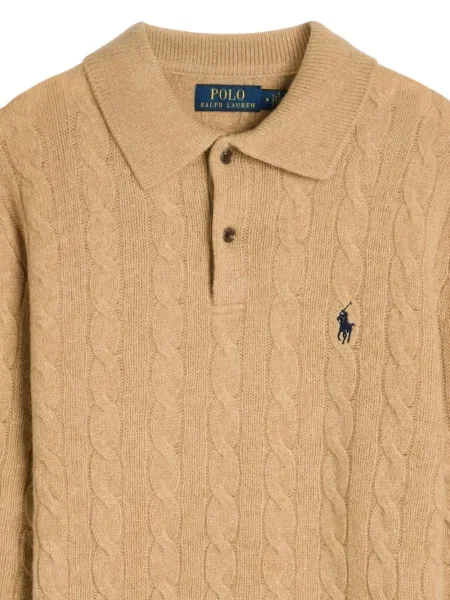 Плетена риза Polo Ralph Lauren с качулка с кръгло деколте синьо