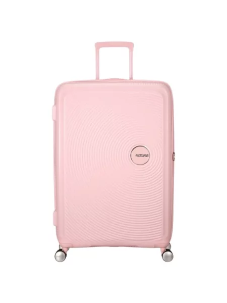 Lniana walizka American Tourister różowa