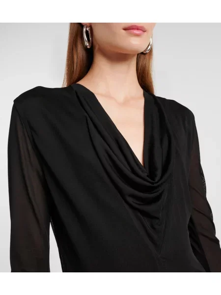 Rochie midi Toteme din jerseu drapată până la genunchi negru