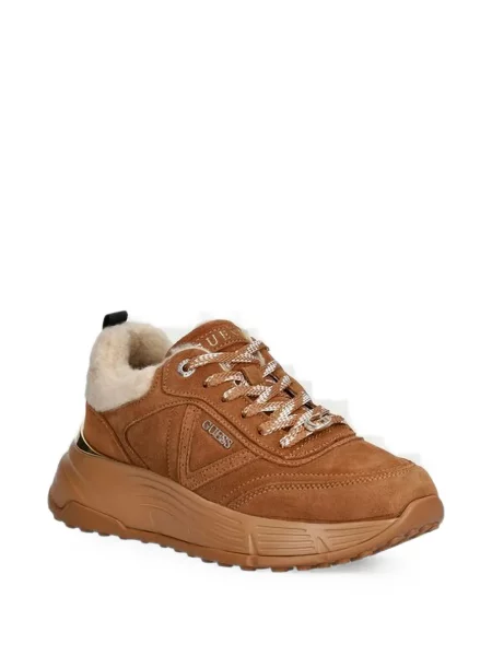 Sneakerși Guess din piele de căprioară maro