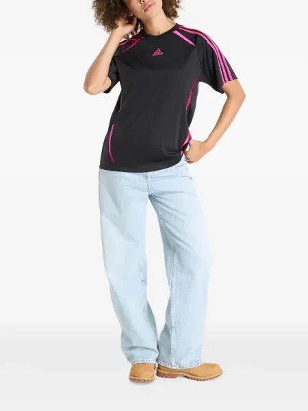 Běžecké pruhované prošívané tričko Adidas oranžové