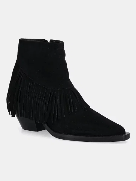 Kaubojske čizme od brušene kože Answear.LAB s debelom crna